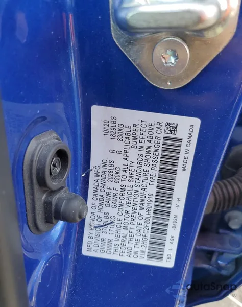 2020 Honda Civic Sport from USA, damaged, VIN 2HGFC2F89LH601919